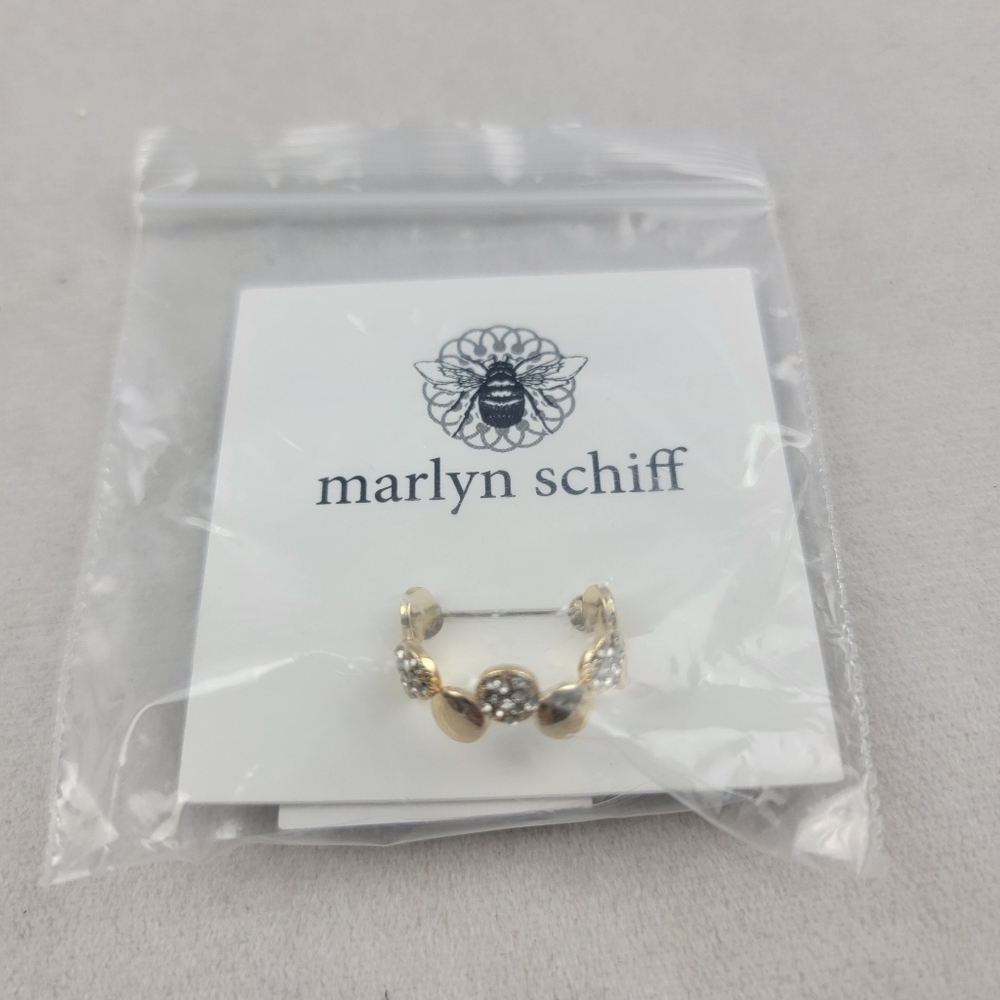 NWT Marlyn Schiff open back pave circle ring in gold tone OSFM - Picture 3 of 5